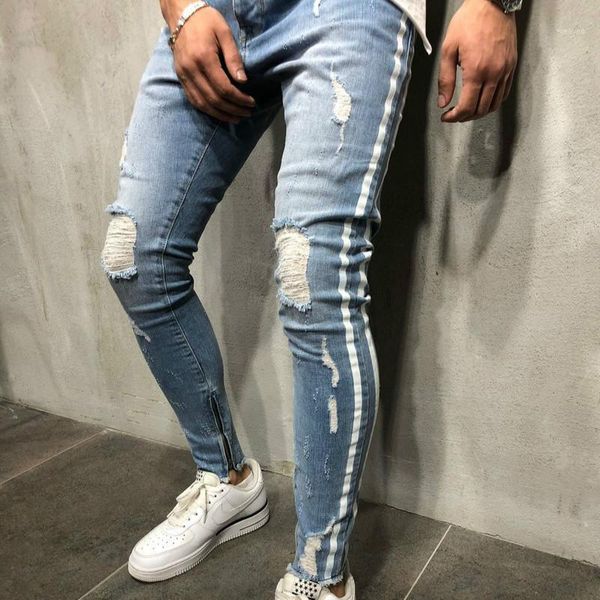 2020 spring men high street jeans men's knee hole ripped biker jeans elastic skinny denim pants homme a0341, Blue
2020 spring men high street jeans men's knee hole ripped biker jeans elastic skinny denim pants homme a0341, Blue