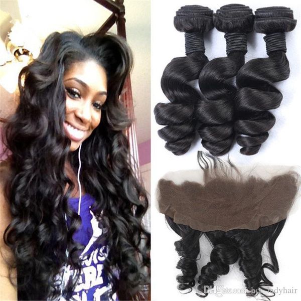 7a human hair weave loose wave peruvian hair with frontal 13x4 ear to ear natural color human hair extensions with lace frontal, Black
7a human hair weave loose wave peruvian hair with frontal 13x4 ear to ear natural color human hair extensions with lace frontal, Black