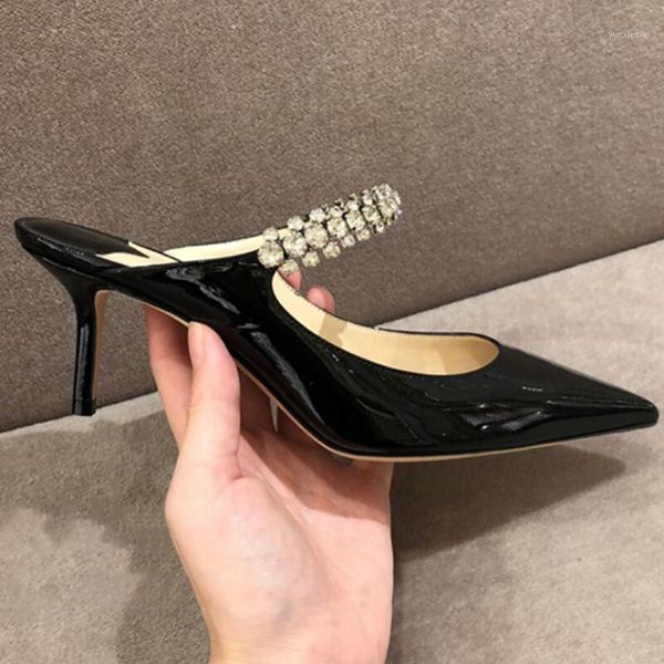 european rhinestones patent leather ladies slides high heels slippers women sandalias mujer summer mules shoes slingback pumps1, Black
european rhinestones patent leather ladies slides high heels slippers women sandalias mujer summer mules shoes slingback pumps1, Black