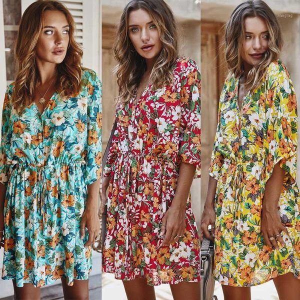 women dresses summer v-neck boho style beach dress women ruffled short sleeve party mini dress vestidos1, Black;gray
women dresses summer v-neck boho style beach dress women ruffled short sleeve party mini dress vestidos1, Black;gray