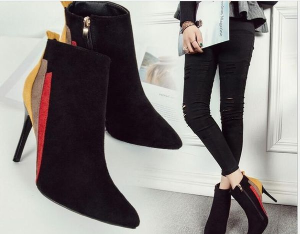 new womens short boots female pointed toe fine heel high heel ankle boots flock zipper single autumn size 35-391, Black
new womens short boots female pointed toe fine heel high heel ankle boots flock zipper single autumn size 35-391, Black