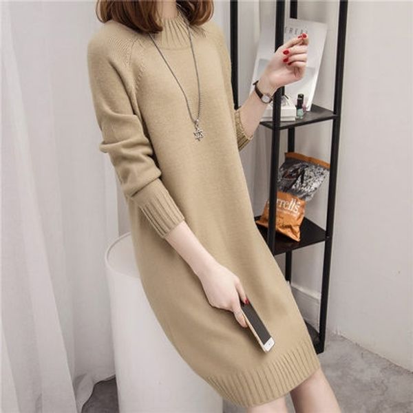 half high neck pullover knitweardress knitwear sweater women's loose korean pullover medium long bottoming shirt autumn 2020 new dress, White;black
half high neck pullover knitweardress knitwear sweater women's loose korean pullover medium long bottoming shirt autumn 2020 new dress, White;black