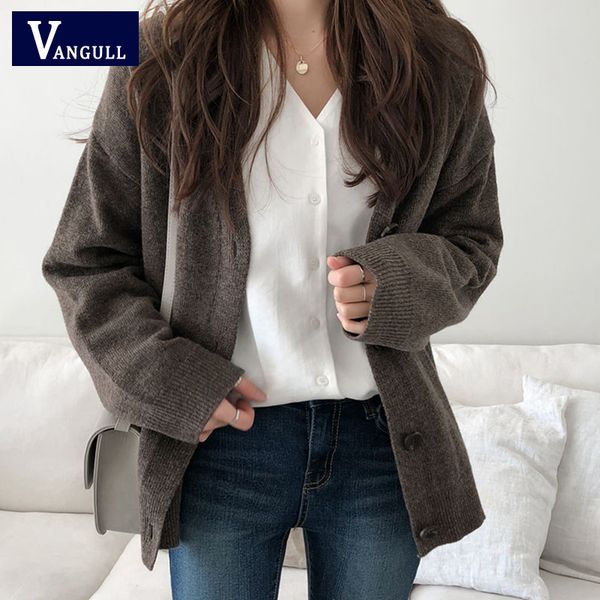 vangull women solid single breasted sweater cardigans casual basic v-neck kitted sweater 2020 new ladys loose plus size coat, White;black
vangull women solid single breasted sweater cardigans casual basic v-neck kitted sweater 2020 new ladys loose plus size coat, White;black