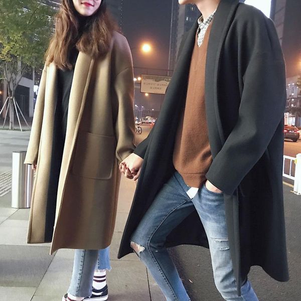 loose korean winter fashion long new overcoat men's lovers warm and thick woollen windbreaker, Tan;black
loose korean winter fashion long new overcoat men's lovers warm and thick woollen windbreaker, Tan;black