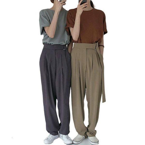 2021 New 3 colours spring with a female waist leg long loose streetwear color pants W326, Black;white
2021 New 3 colours spring with a female waist leg long loose streetwear color pants W326, Black;white
