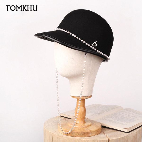 stingy brim hats black white wool porkpie fedora hat female pearl chain decoration felt retro hepburn net red equestrian quality, Blue;gray
stingy brim hats black white wool porkpie fedora hat female pearl chain decoration felt retro hepburn net red equestrian quality, Blue;gray