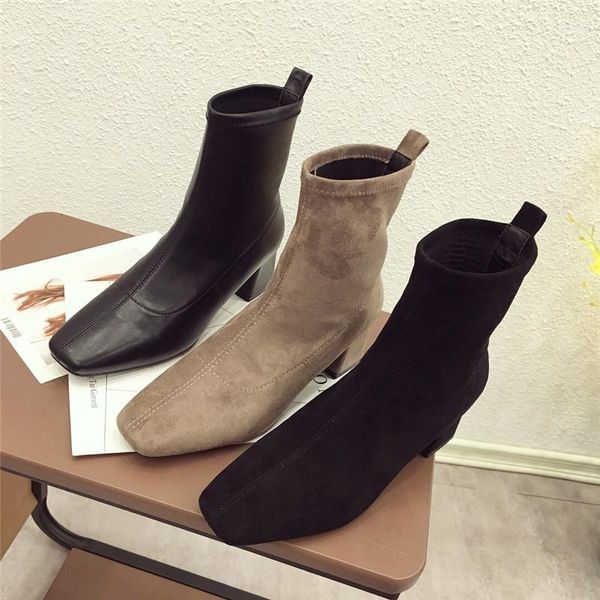 black boots female suede square head stretch socks short boots female thick with the fall and winter new fashion stovepip1
black boots female suede square head stretch socks short boots female thick with the fall and winter new fashion stovepip1
