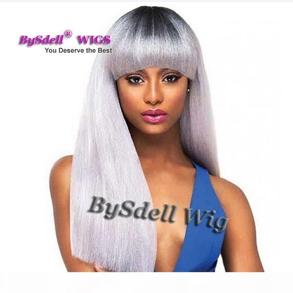 synthetic italian yaki kinky straight hair wig two tone black ombre grey hair front lace wigs with neat bang fringe
synthetic italian yaki kinky straight hair wig two tone black ombre grey hair front lace wigs with neat bang fringe