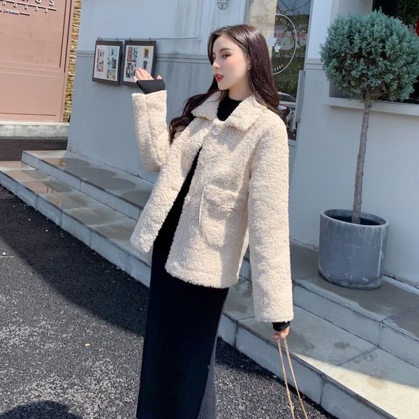 2021 new autumn/winter korean style women's wool solid lapel single breasted temperament thickened lamb hair coat qr1j, Black;brown
2021 new autumn/winter korean style women's wool solid lapel single breasted temperament thickened lamb hair coat qr1j, Black;brown