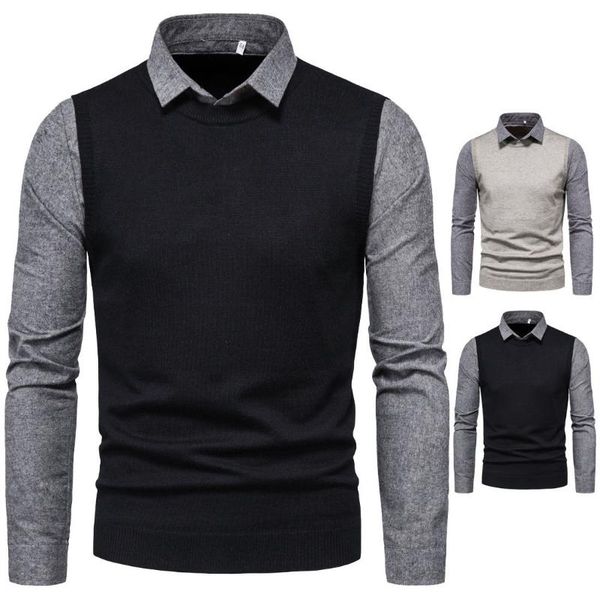 men's sweaters knitted sweater for men lapel solid shirts fake two-piece casual fashion male long-sleeved slim pullover spring autumn, White;black
men's sweaters knitted sweater for men lapel solid shirts fake two-piece casual fashion male long-sleeved slim pullover spring autumn, White;black
