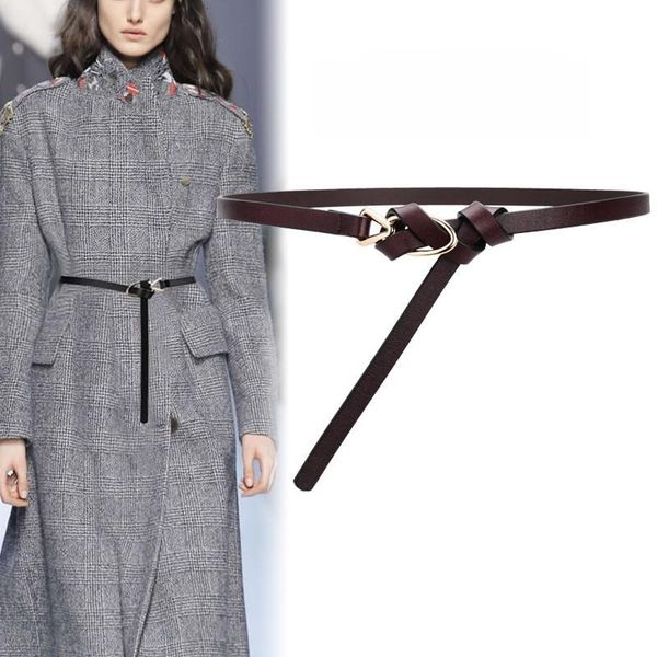 thin cow leather knotted gold belts for women black knot belt female fashion solid real leather cowhide soft narrow strap dress, Black;brown
thin cow leather knotted gold belts for women black knot belt female fashion solid real leather cowhide soft narrow strap dress, Black;brown