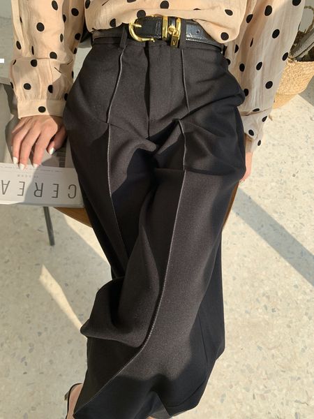new black 2021 wide leg straight-line women high waist drape suit pants new woman autumn and winter vjof wie2, Black;white
new black 2021 wide leg straight-line women high waist drape suit pants new woman autumn and winter vjof wie2, Black;white