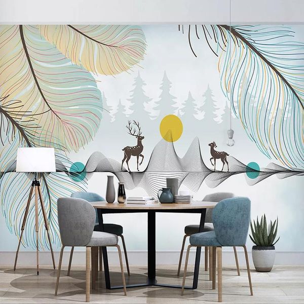 custom 3d mural wallpaper modern wall art hand painted feather sunrise elk living room bedroom wall decoration p paper
custom 3d mural wallpaper modern wall art hand painted feather sunrise elk living room bedroom wall decoration p paper