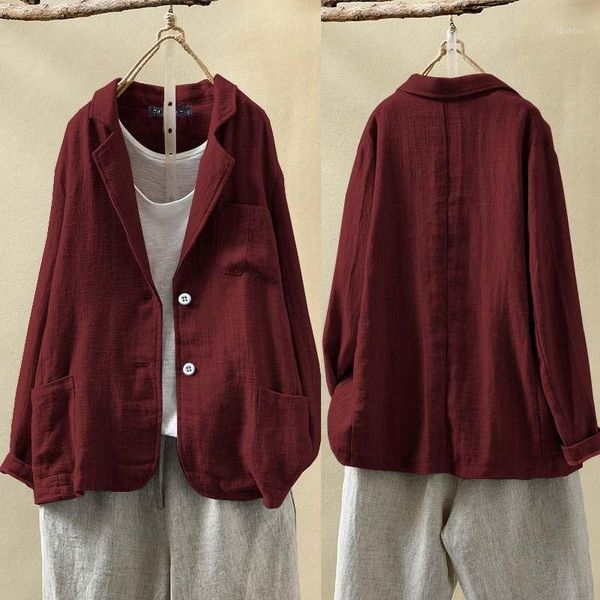 women's suits & blazers zanzea 2021 vintage women casual loose cotton linen coat jackets solid pockets business suit blazer outwear s-5, White;black
women's suits & blazers zanzea 2021 vintage women casual loose cotton linen coat jackets solid pockets business suit blazer outwear s-5, White;black