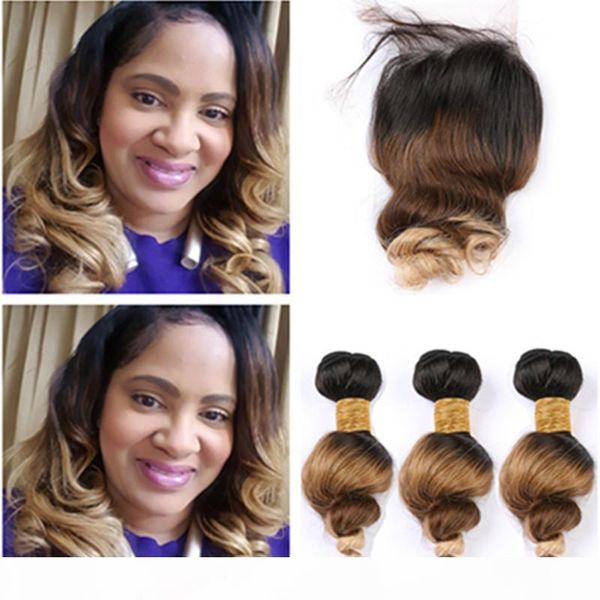 #1b 4 27 ombre loose wave brazilian virgin hair weaves with closure three tone ombre wavy human hair 3bundles with lace closure 4x4, Black
#1b 4 27 ombre loose wave brazilian virgin hair weaves with closure three tone ombre wavy human hair 3bundles with lace closure 4x4, Black