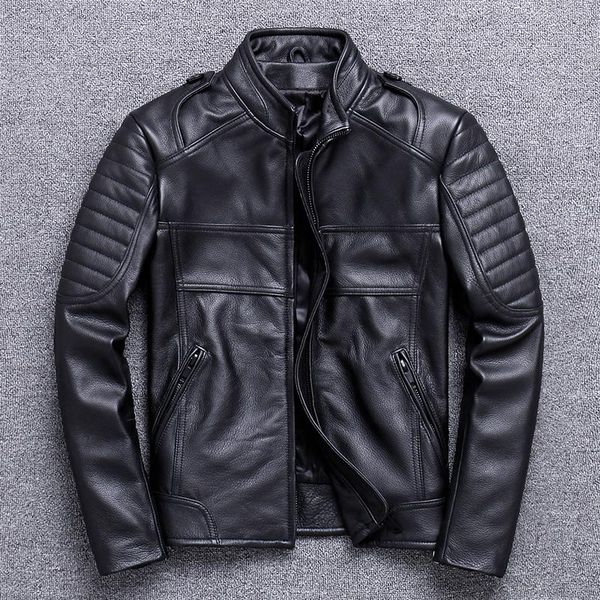 men's leather & faux genuine jacket men 100% cow coat spring autumn short motorcycle biker cowhide chaqueta hombre 820 kj4309, Black
men's leather & faux genuine jacket men 100% cow coat spring autumn short motorcycle biker cowhide chaqueta hombre 820 kj4309, Black