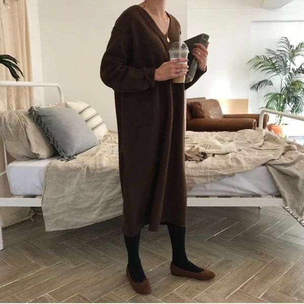 shijia korean chic loose thicken maxi sweater dress v neck long-sleeve oversize keep warm knit dress female autumn winter 201111, Black;gray
shijia korean chic loose thicken maxi sweater dress v neck long-sleeve oversize keep warm knit dress female autumn winter 201111, Black;gray