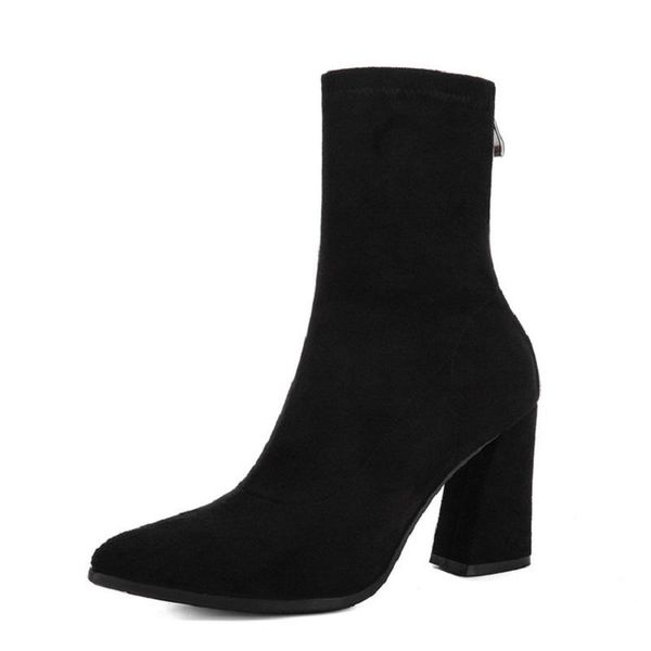 2020autumn and winter new women's high-heeled single boots pointed suede thick with zipper in the tube with women's boots, Black
2020autumn and winter new women's high-heeled single boots pointed suede thick with zipper in the tube with women's boots, Black