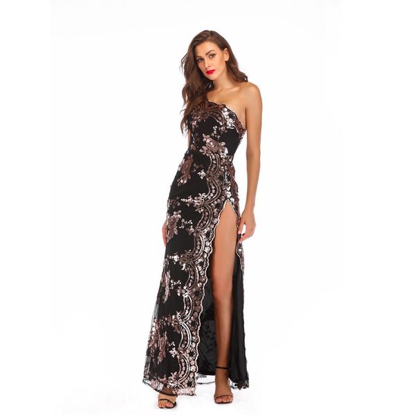 high-end trend new sequin women's dress off-the-shoulder dress high fork long dress women designers clothes 2020, Black;gray
high-end trend new sequin women's dress off-the-shoulder dress high fork long dress women designers clothes 2020, Black;gray