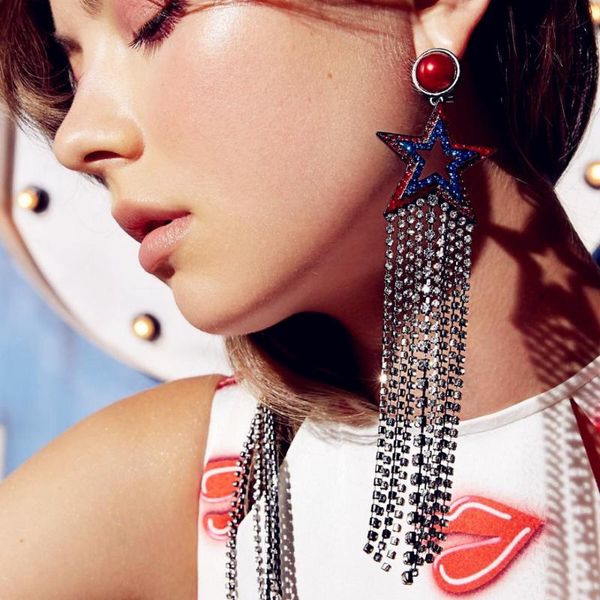 new shiny rhinestone long chain star charm dangle earrings for women fashion jewelry garment statement earrings accessories, Silver
new shiny rhinestone long chain star charm dangle earrings for women fashion jewelry garment statement earrings accessories, Silver