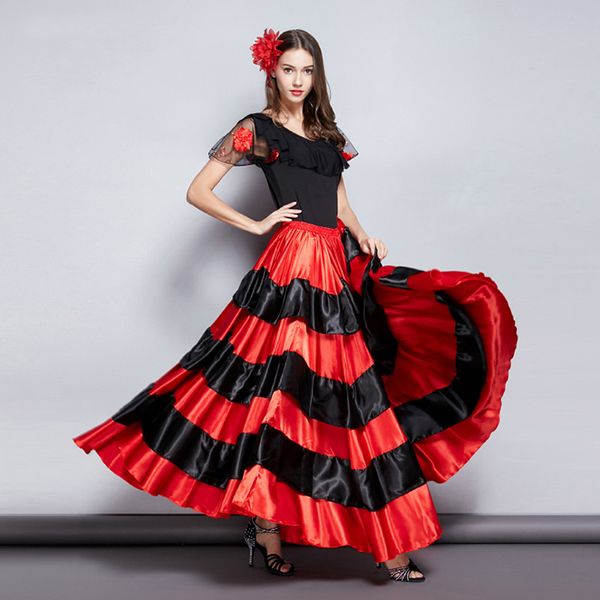 spanish bullfighting dance skirt opening dance big swing skirt performance gypsy wear women lady belly dance costumes, Black;red
spanish bullfighting dance skirt opening dance big swing skirt performance gypsy wear women lady belly dance costumes, Black;red
