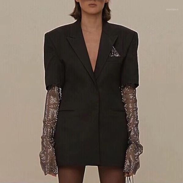winter black blazer for women long sleeve diamonds coat female fashion clothing 2020 new1, White;black
winter black blazer for women long sleeve diamonds coat female fashion clothing 2020 new1, White;black