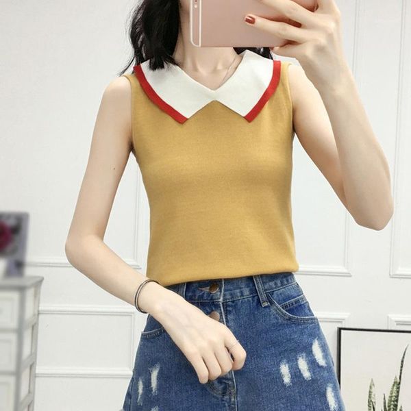 women turn down collor shirts sleeveless tank back hollowed-out knit vest 1, White
women turn down collor shirts sleeveless tank back hollowed-out knit vest 1, White
