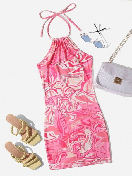 marble print ruched halter dress l3pv#, Black;gray
marble print ruched halter dress l3pv#, Black;gray