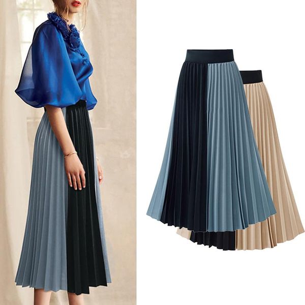2021 summer women long skirt chiffon high waisted fashion casual color matching women elegant elastic korean pleated maxi skirt, Black
2021 summer women long skirt chiffon high waisted fashion casual color matching women elegant elastic korean pleated maxi skirt, Black