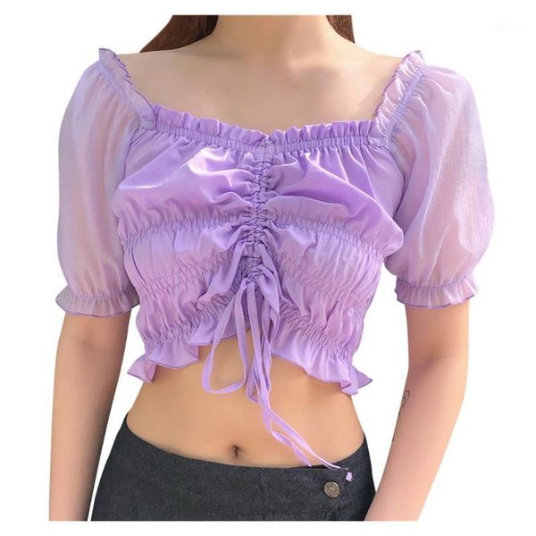 women's blouses & shirts women wrinkled backless blouse shirt mesh sheer puff sleeve wrap chest 2021 spring summer ladies solid bl, White
women's blouses & shirts women wrinkled backless blouse shirt mesh sheer puff sleeve wrap chest 2021 spring summer ladies solid bl, White
