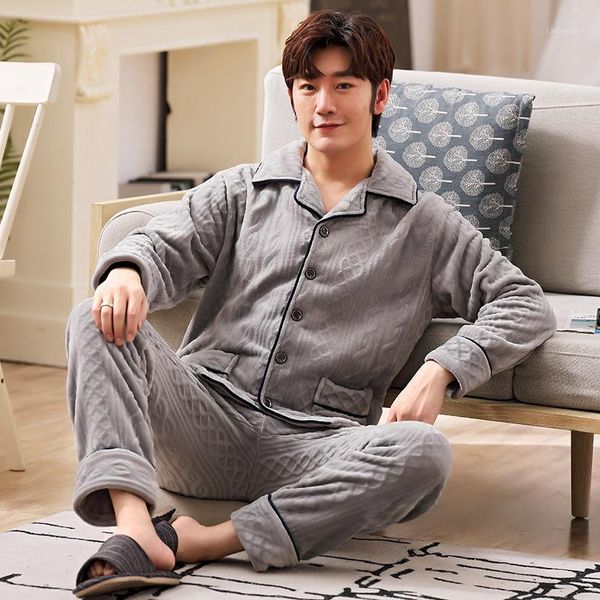 men's sleepwear flannel cardigan lapel pajamas simple and natural korean casual two piece home wear1, Black;brown
men's sleepwear flannel cardigan lapel pajamas simple and natural korean casual two piece home wear1, Black;brown