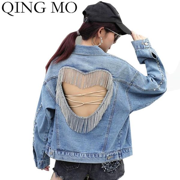 women's jackets qing mo women denim jacket 2021 heart shape hollow out with metal tassel female casual coat zqy4958, Black;brown
women's jackets qing mo women denim jacket 2021 heart shape hollow out with metal tassel female casual coat zqy4958, Black;brown
