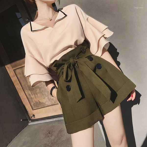 lism elegant summer shorts set outfits butterfly sleeve chiffon blouse+high waist lace up wide leg shorts 2019 2 piece set women1, White
lism elegant summer shorts set outfits butterfly sleeve chiffon blouse+high waist lace up wide leg shorts 2019 2 piece set women1, White