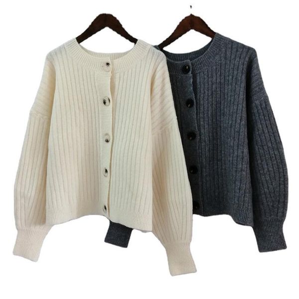 women's knits & tees sweater loose knit cardigan simple short women lantern sleeve round neck long jacket, White
women's knits & tees sweater loose knit cardigan simple short women lantern sleeve round neck long jacket, White