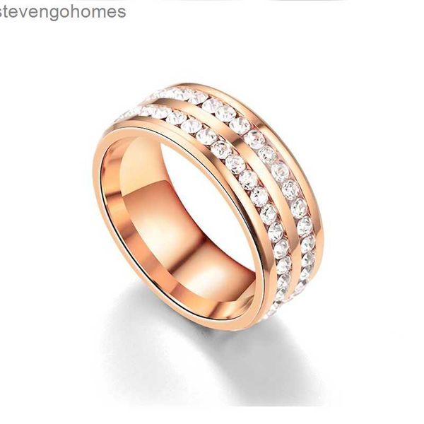 fashion titanium korean double row stainless steel inlaid diamond lovers ring women's jewelry, Silver
fashion titanium korean double row stainless steel inlaid diamond lovers ring women's jewelry, Silver