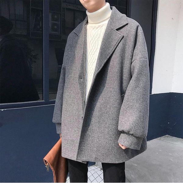 new winter men's loose korean youth thickened woolen coat handsome trend medium length windbreaker, Tan;black
new winter men's loose korean youth thickened woolen coat handsome trend medium length windbreaker, Tan;black