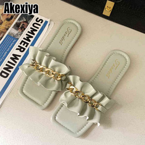 slippers solid flat women shoes woman new summer slipper slides metal chain ruffles beach flip flops bc3605 220304, Black
slippers solid flat women shoes woman new summer slipper slides metal chain ruffles beach flip flops bc3605 220304, Black