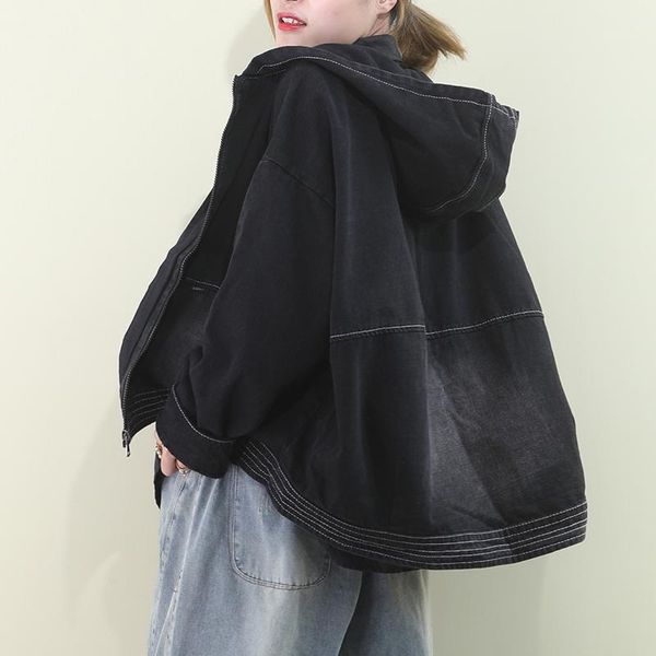 female new autumn and beiginning winter korean style plus size outerwear literary and artistic hooded loose short denim jacket1, Black;brown
female new autumn and beiginning winter korean style plus size outerwear literary and artistic hooded loose short denim jacket1, Black;brown