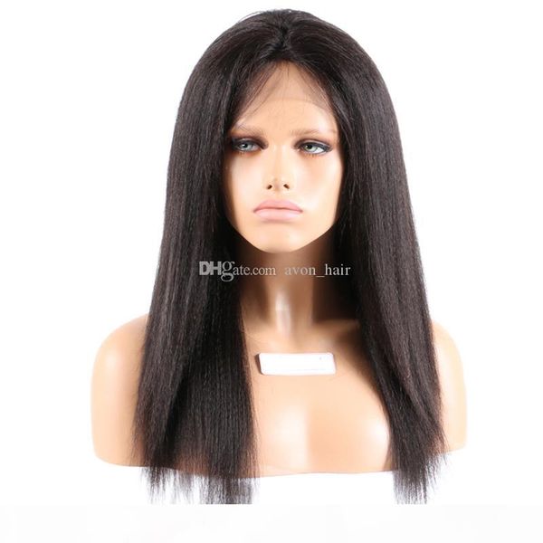 180 density kinky straight full lace wig silk 4x4 malaysian human hair coarse yaki silk base glueless lace front wigs natural hairline, Black;brown
180 density kinky straight full lace wig silk 4x4 malaysian human hair coarse yaki silk base glueless lace front wigs natural hairline, Black;brown