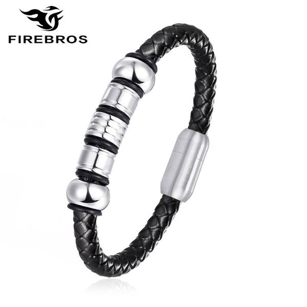 firebros 2020 new men's jewelry gift 6mm genuine leather chain charm bracelet magnetic clasp with stainless steel metal beads, Black
firebros 2020 new men's jewelry gift 6mm genuine leather chain charm bracelet magnetic clasp with stainless steel metal beads, Black