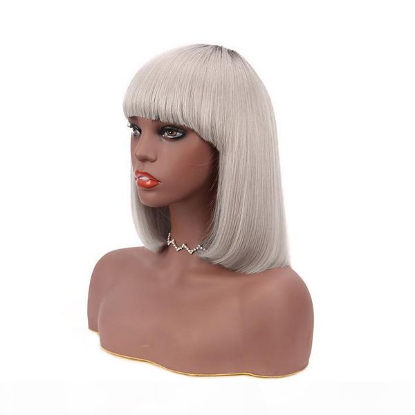 dark roots grey short wig pixie cut peruvian remy straight human hair non lace wigs with bangs for black women 1b silver gray ombre bob wig, Black;brown
dark roots grey short wig pixie cut peruvian remy straight human hair non lace wigs with bangs for black women 1b silver gray ombre bob wig, Black;brown
