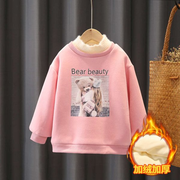 little children's plush girl's sweater warm cartoon pullover winter et, Black