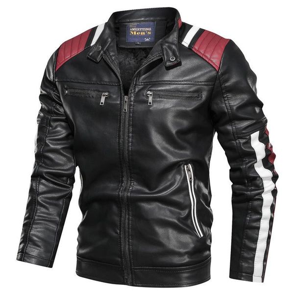 men's fur & faux leather iker jacket coat male 6xl matching stand collar streetwear pu causal men rand clothing y9016, Black
men's fur & faux leather iker jacket coat male 6xl matching stand collar streetwear pu causal men rand clothing y9016, Black