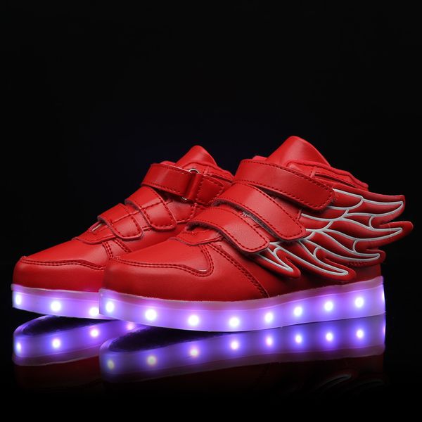 2021 latest pink red kids light up with wing children led boys girls glowing luminous sneakers usb charging boy fashion shoes 1, Black;red
2021 latest pink red kids light up with wing children led boys girls glowing luminous sneakers usb charging boy fashion shoes 1, Black;red