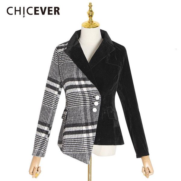 women's suits & blazers chicever velour patchwork velvet plaid blazer coat female long sleeve asymmetrical autumn 2021 fashion clothes, White;black
women's suits & blazers chicever velour patchwork velvet plaid blazer coat female long sleeve asymmetrical autumn 2021 fashion clothes, White;black