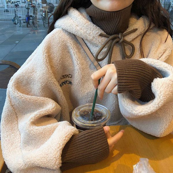 lambskin sweater women's autumn winter 2020 new korean loose plush thickened foreign style hoodie middle length, Black
lambskin sweater women's autumn winter 2020 new korean loose plush thickened foreign style hoodie middle length, Black