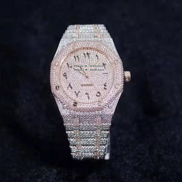 2021 rff 15400 full diamond cal.3120 automatic mens watch gypsophila pavé diamonds arabic dial diamond rose gold two-tone bracelet watches, Slivery;brown
2021 rff 15400 full diamond cal.3120 automatic mens watch gypsophila pavé diamonds arabic dial diamond rose gold two-tone bracelet watches, Slivery;brown