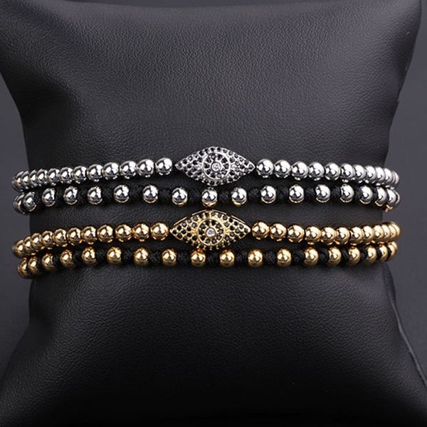 new fashion stainless steel beads cz pave cute eye charm braided beaded macrame bracelet women men y200730, Black
new fashion stainless steel beads cz pave cute eye charm braided beaded macrame bracelet women men y200730, Black