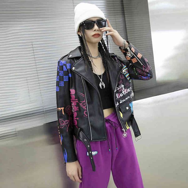 women's leather & faux tuogu fashion women's clothing autumn and winter european goods hip hop graffiti letter printing slim fit l, Black
women's leather & faux tuogu fashion women's clothing autumn and winter european goods hip hop graffiti letter printing slim fit l, Black