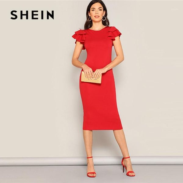 shein red layered ruffle sleeve crisscross back bodycon dress women summer elegant sleeveless solid slim midi party dress1, Black;gray
shein red layered ruffle sleeve crisscross back bodycon dress women summer elegant sleeveless solid slim midi party dress1, Black;gray